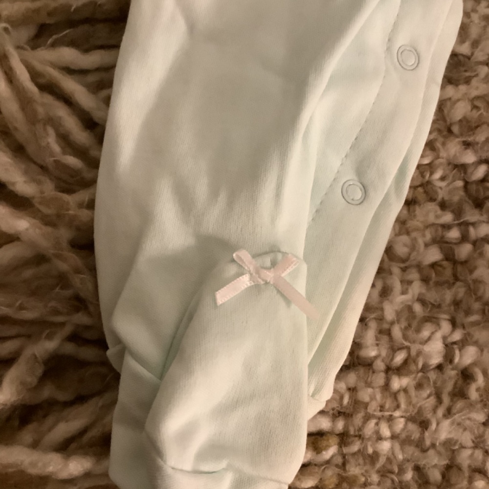Little Me 9 Month One piece pale green/pink onesie NWT - Picture 6 of 7